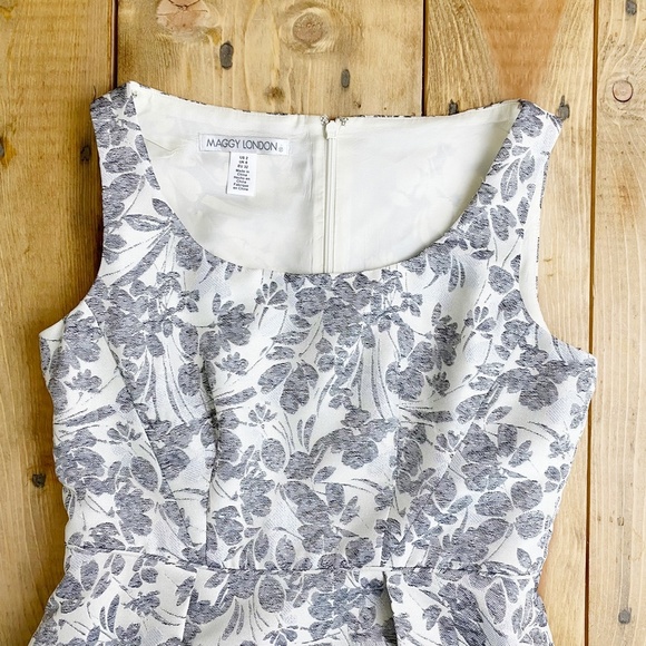 Maggie London Dress Bell Skirt with Tulle Formal Gray‎ White 2 - Picture 3 of 12